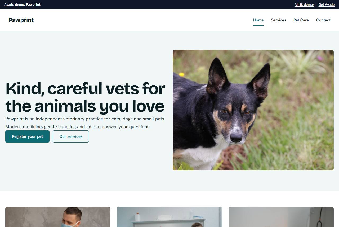 Home page of the Pawprint demo