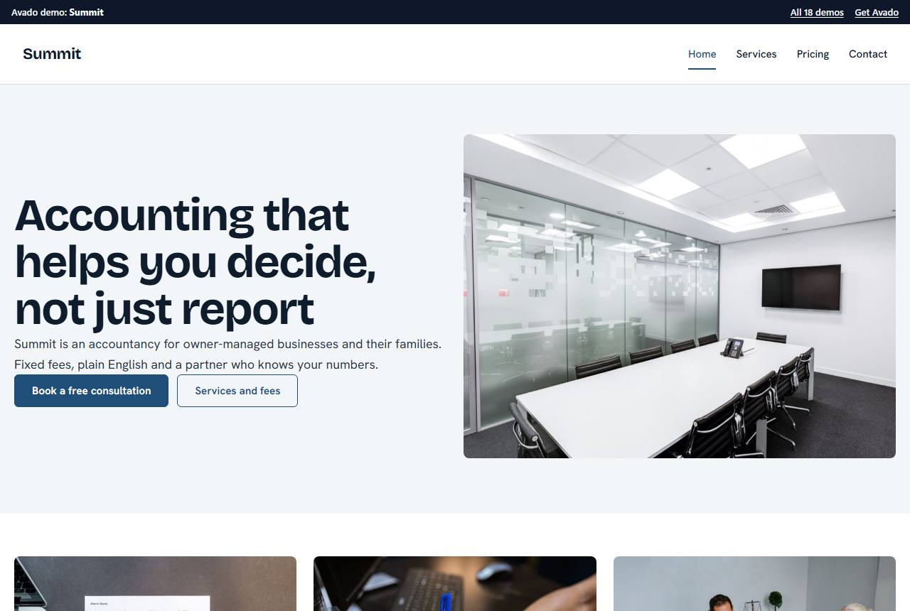 Home page of the Summit demo