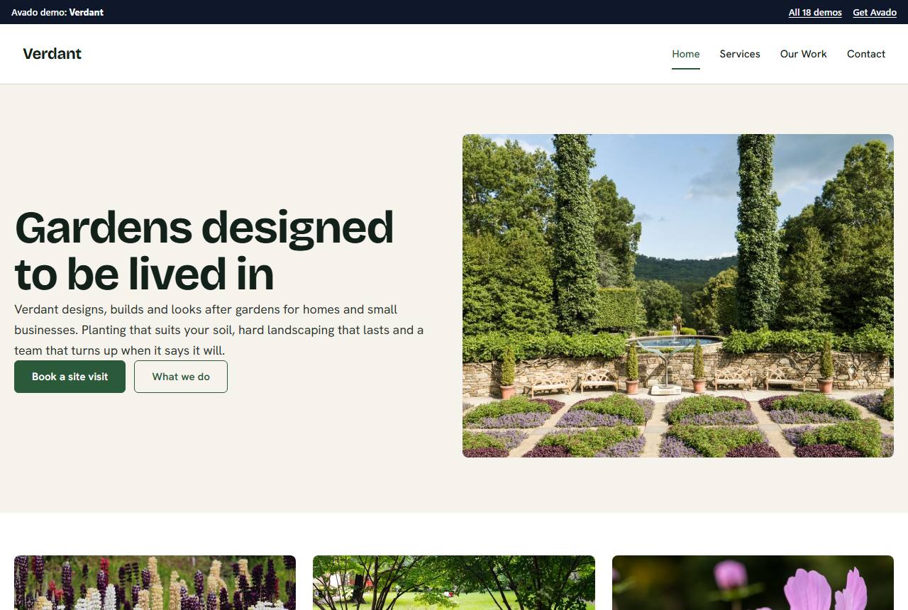 Home page of the Verdant demo