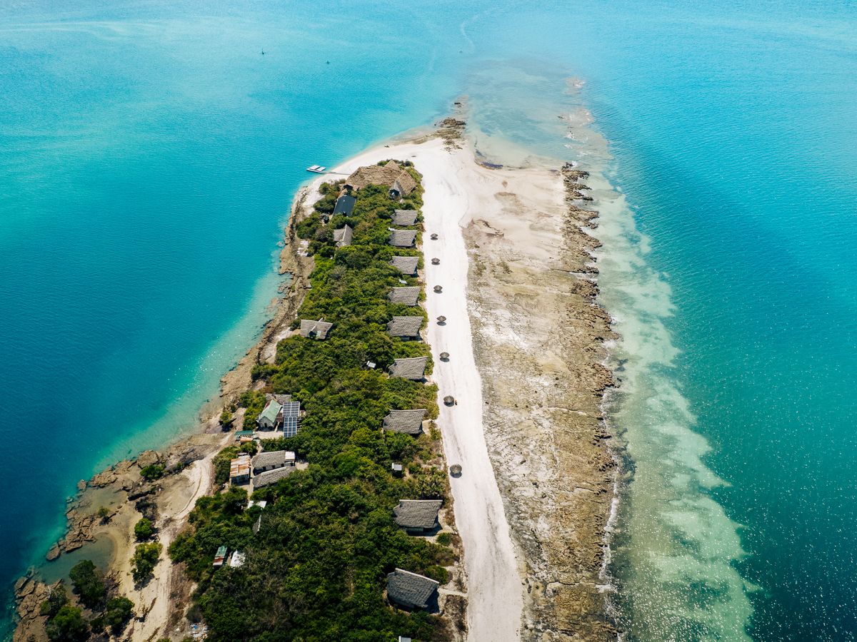 Aerial view of Mafia Island coastline